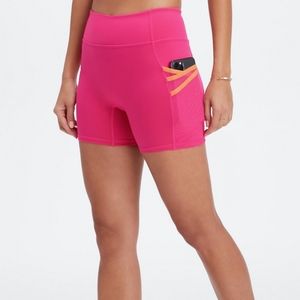 Pink Fabletics Motion 365 mid-rise shorts with pockets